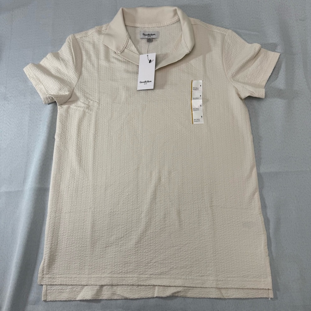 Goodfellow & Co Men’s Cream Short-Sleeve Textured Polo